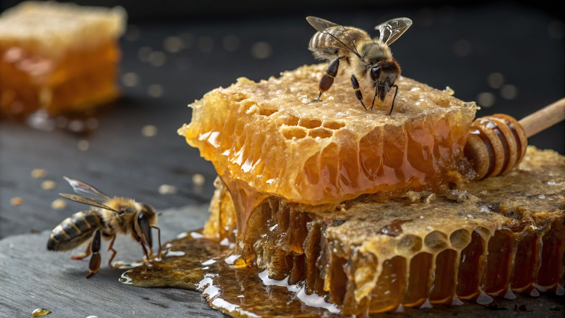 Bienen auf einer Honigwabe